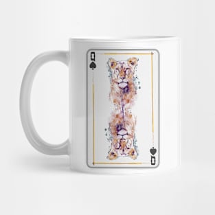 Lioness Head Queen of Spades Playing Card Mug